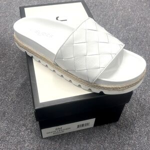 J Slides Rollie white leather new in box size 8
